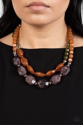 Tropical Trove - Brown/Orange /Green Multi Necklace