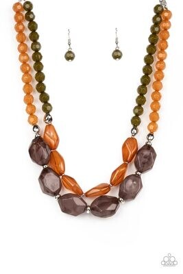 Tropical Trove - Brown/Orange /Green Multi Necklace
