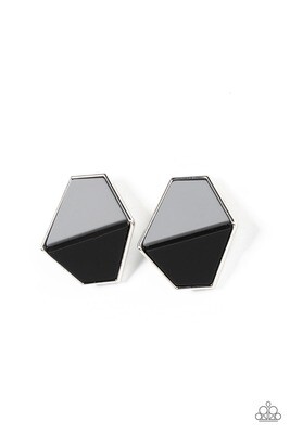 Generically Geometric - Black/Gray Post Earring