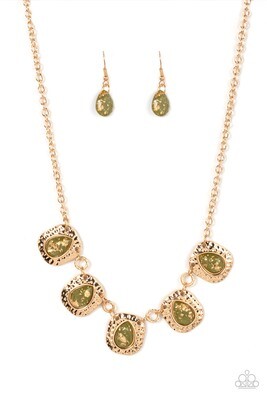 Mayan Masterpiece - Green/Gold Necklace