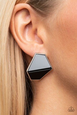 Generically Geometric - Black/Gray Post Earring