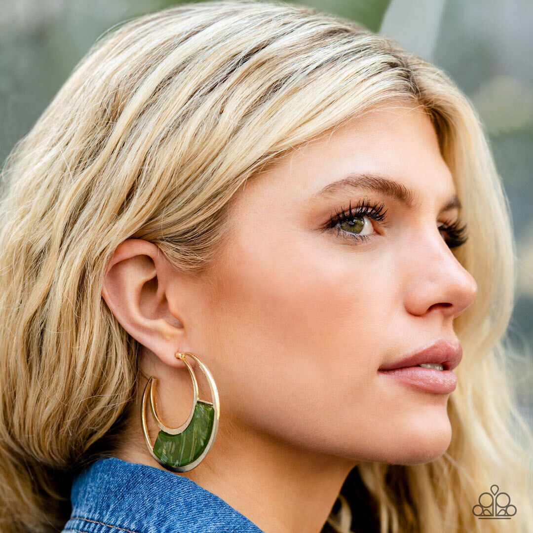 Contemporary Curves - Green Hoop Earring