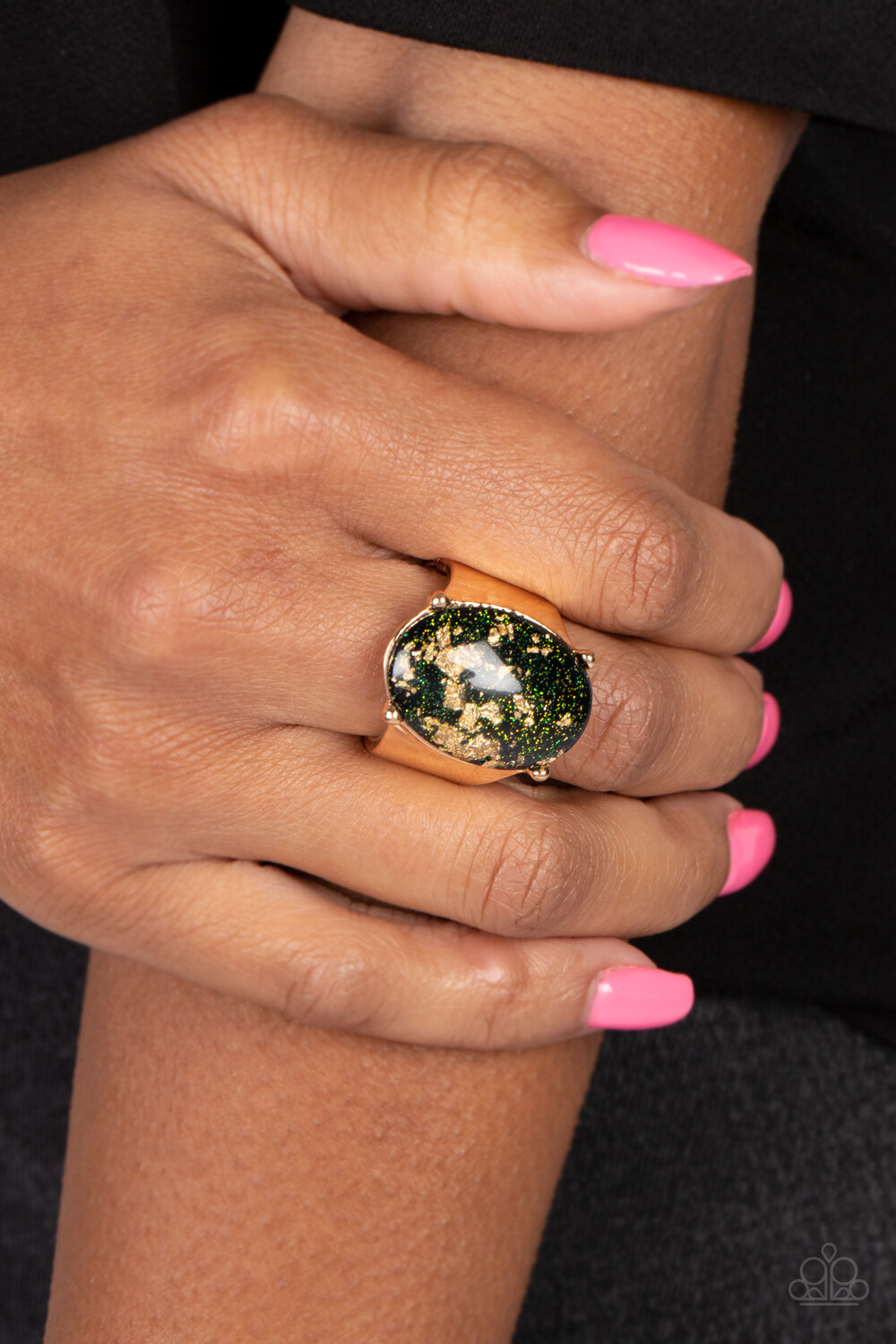 Gold Leaf Glam - Black Ring