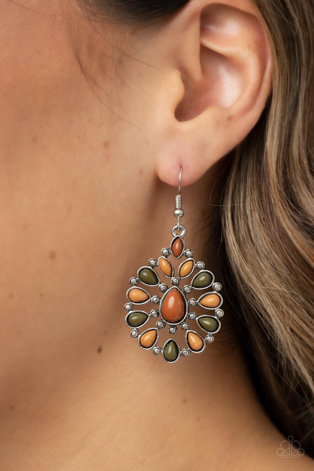 Lively Luncheon - Brown/Green Multi Earring