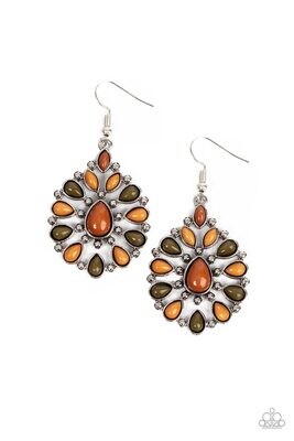 Lively Luncheon - Brown/Green Multi Earring