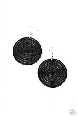 Caribbean Cymbal - Black Wood Earring