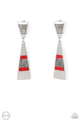 Safari Seeker - Red Clip-on Earring