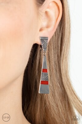 Safari Seeker - Red Clip-on Earring