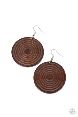 Caribbean Cymbal - Brown Wood  Earring