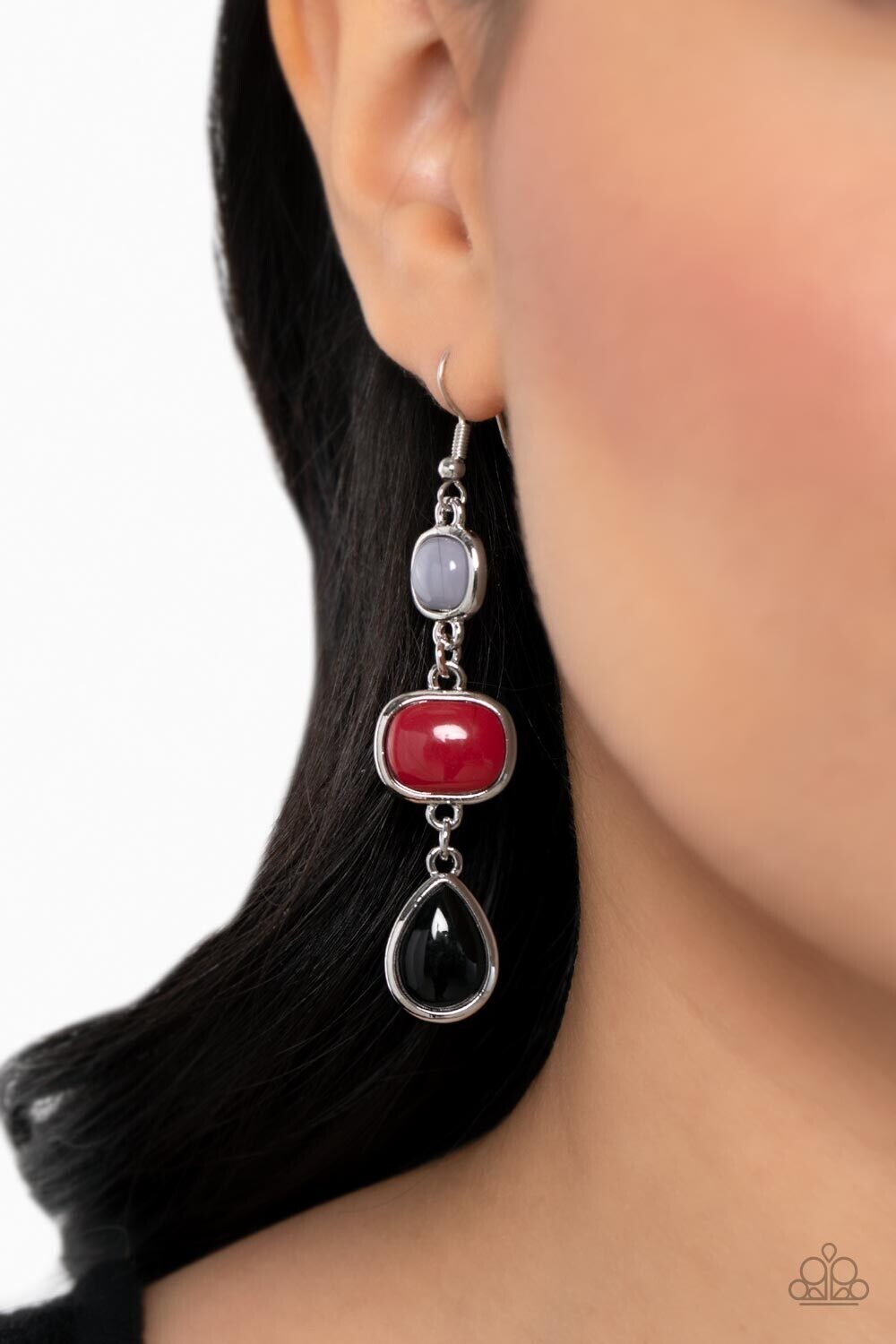 Fashion Frolic - Multi Red/Black/Gray Earring