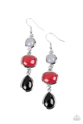 Fashion Frolic - Multi Red/Black/Gray Earring
