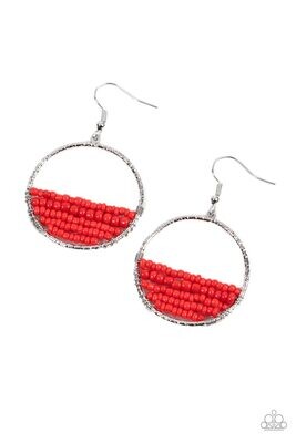 Head-Over-Horizons - Red/Creme Earring