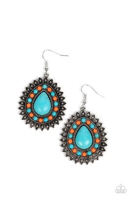 Sagebrush Sabbatical - Blue/Orange Earring