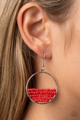 Head-Over-Horizons - Red/Creme Earring