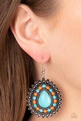 Sagebrush Sabbatical - Blue/Orange Earring