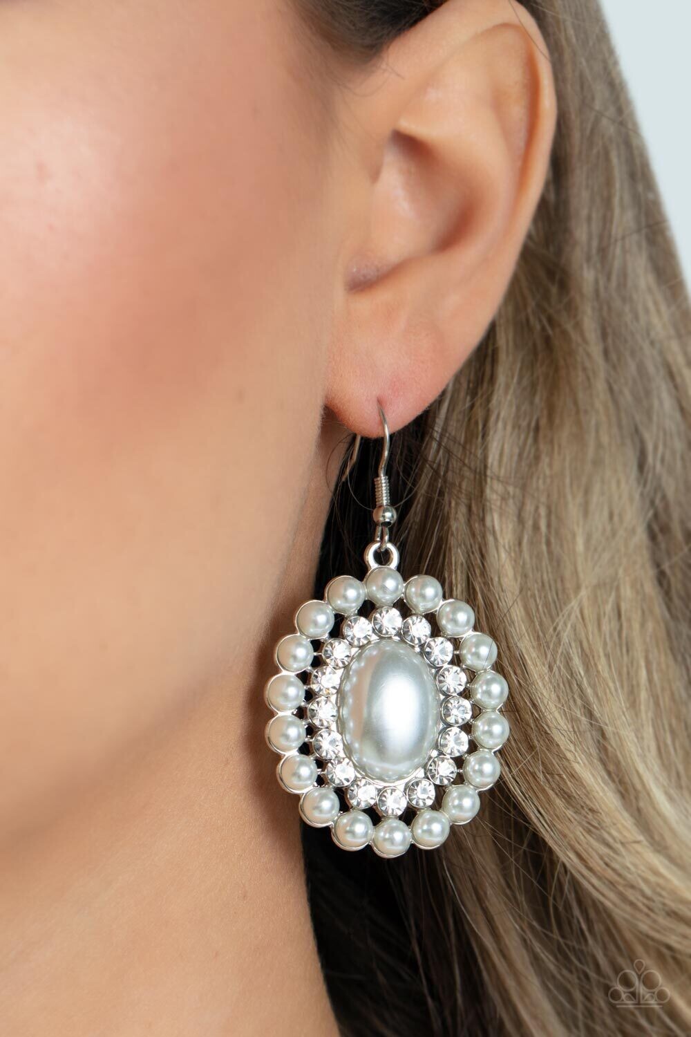 Dolled Up Dazzle - White Earring