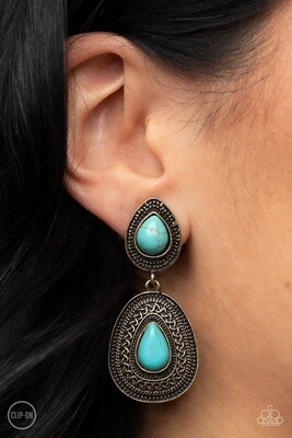 Country Soul - Blue/Brass Earring