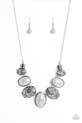 Patterned Paisley - Gray/Silver Necklace
