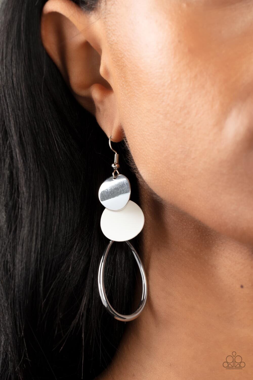 Retro Reception - White Earring