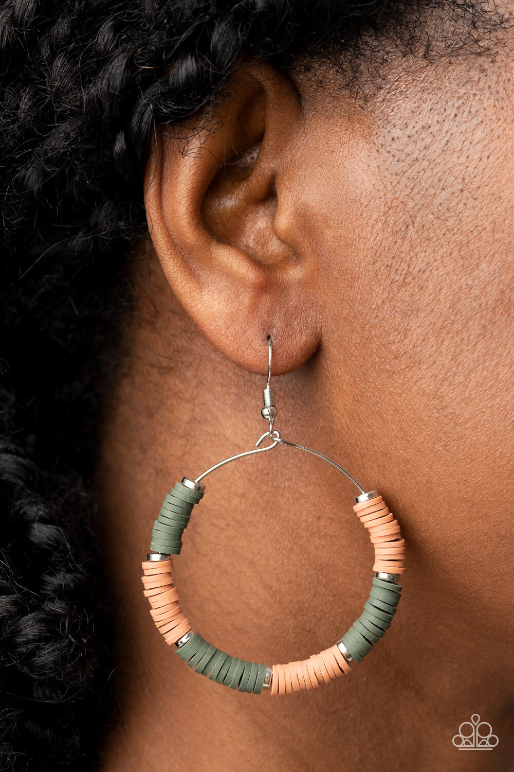 Skillfully Stacked - Green/Brown Earring