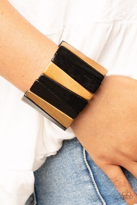 Bahama Boardwalk - Black/Gold Wood Bracelet