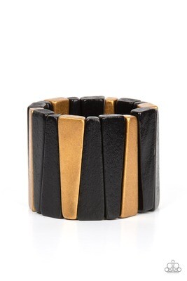 Bahama Boardwalk - Black/Gold Wood Bracelet