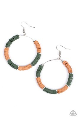 Skillfully Stacked - Green/Brown Earring