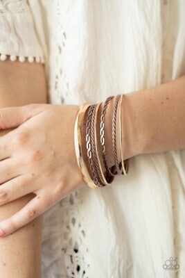 Trophy Texture - Gold/Copper Multi Bracelet