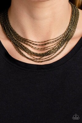 Cascading Chains - Brass Necklace