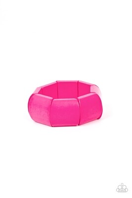 Coconut Cove - Pink Wood Bracelet