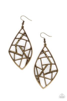 Geo Grid - Brass Earring