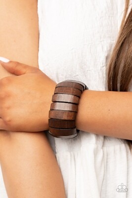 Boardwalk Bonanza - Brown Wood Bracelet