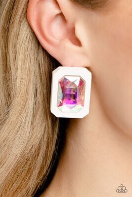Edgy Emeralds - Multi Pink Irredescent Earring