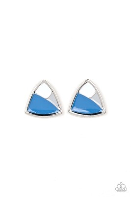 Kaleidoscopic Collision - Blue/White/Gray Earring