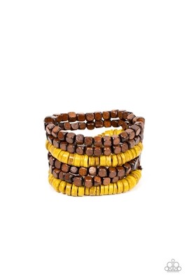 Fiji Fiesta - Yellow Wood Bracelet