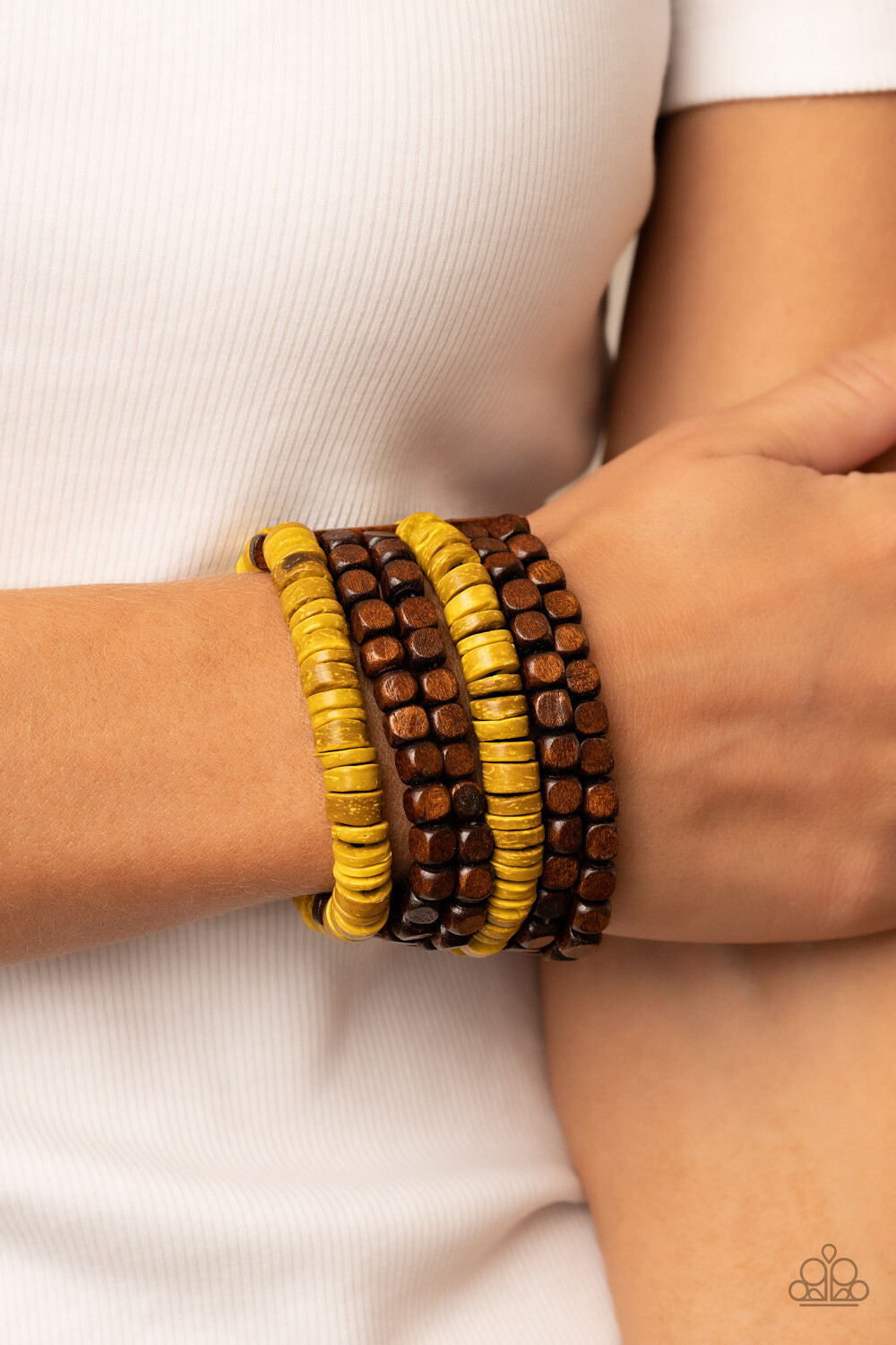 Fiji Fiesta - Yellow Wood Bracelet