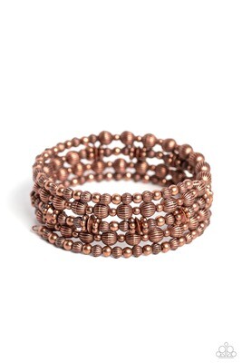 Striped Stack - Copper Coil Bracelet