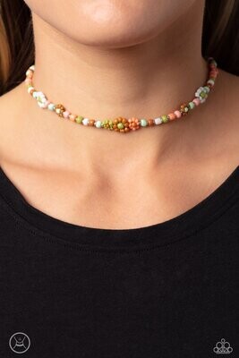 Flower Child Flair - Multi GR/MT Choker Necklace