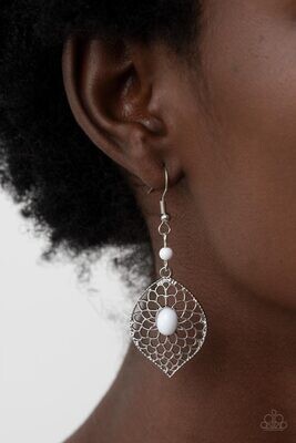 Perky Perennial - White Earring