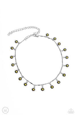 Delicate Display - Black/Yellow Choker Necklace