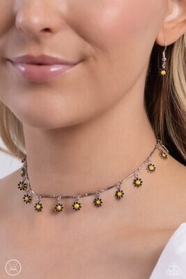 Delicate Display - Black/Yellow Choker Necklace