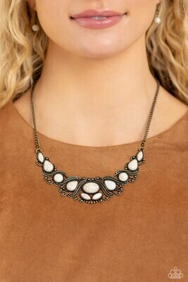 EYE Wish I May... - Brass White Necklace