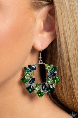 Wreathed in Watercolors - Green/Blue Earring