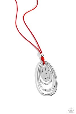 Hammered Hallmark - Red Necklace