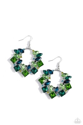 Wreathed in Watercolors - Green/Blue Earring