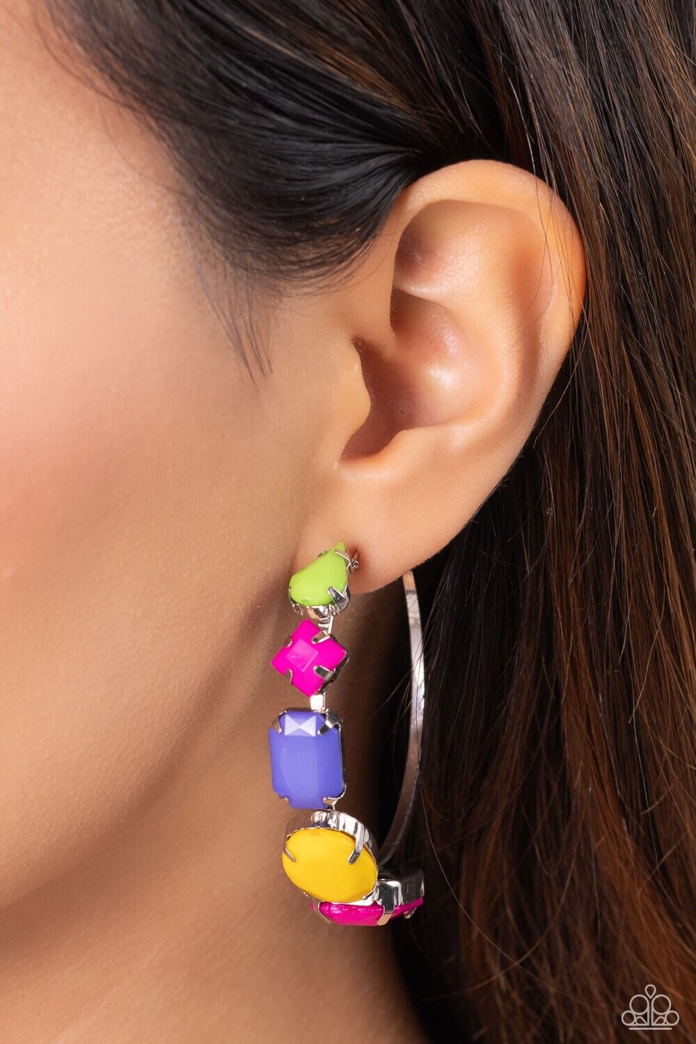 Geometric Gamer - Pink Multi Earring