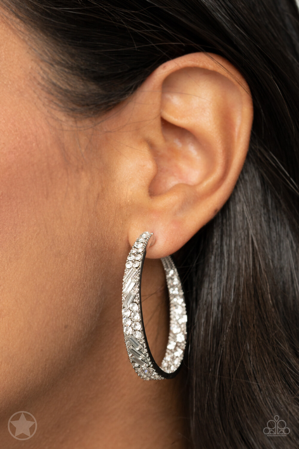 GLITZY By Association -White Blockbuster Earring