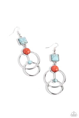 Interlocked Influence - Blue/Terrocotta Earring