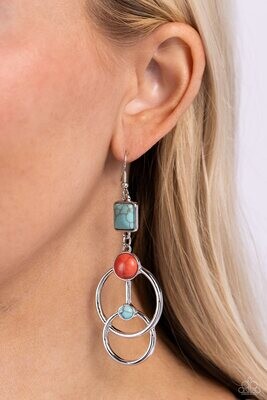 Interlocked Influence - Blue/Terrocotta Earring