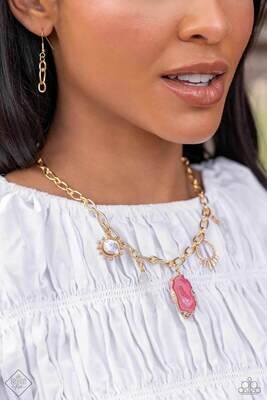 Geode Glam - Pink/Gold Necklace